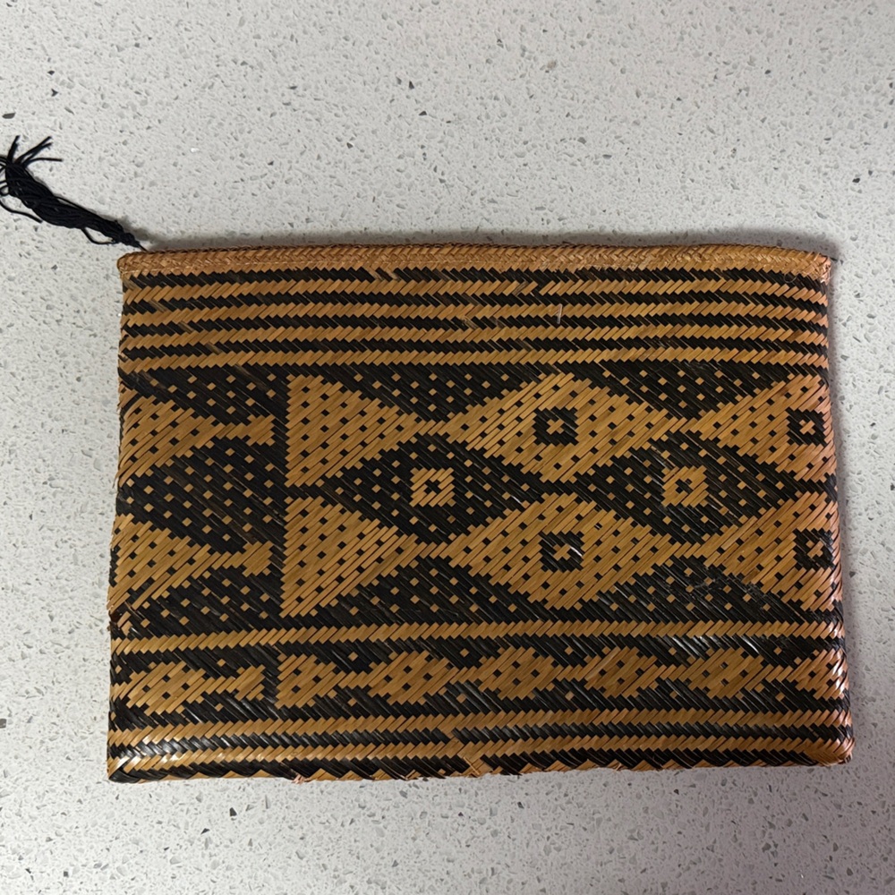 NEST Fragrances Woven Handbag with Black and Brown Accents
